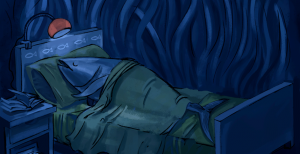 Ilustración de atún durmiendo